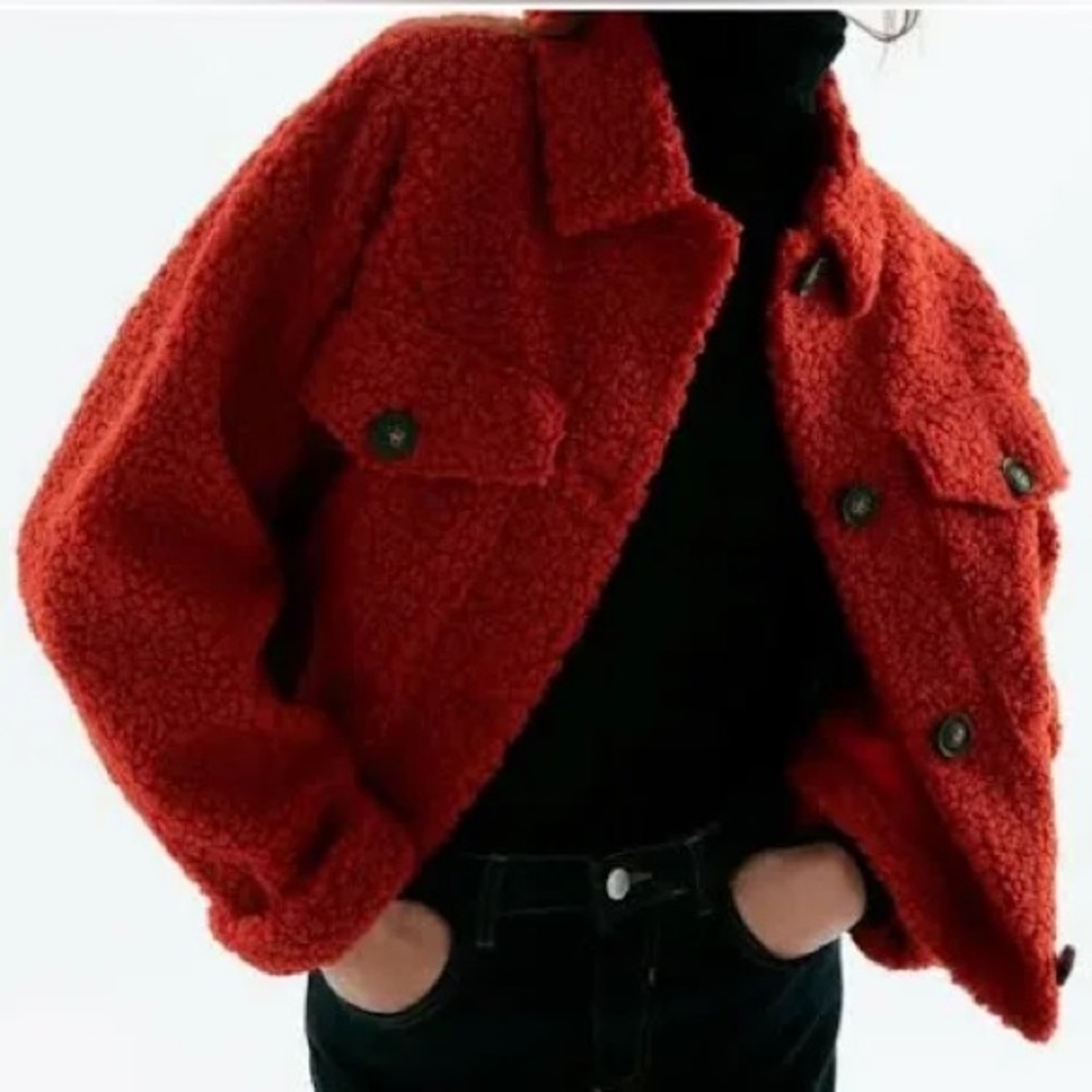 Zara Red Teddy Jacket
